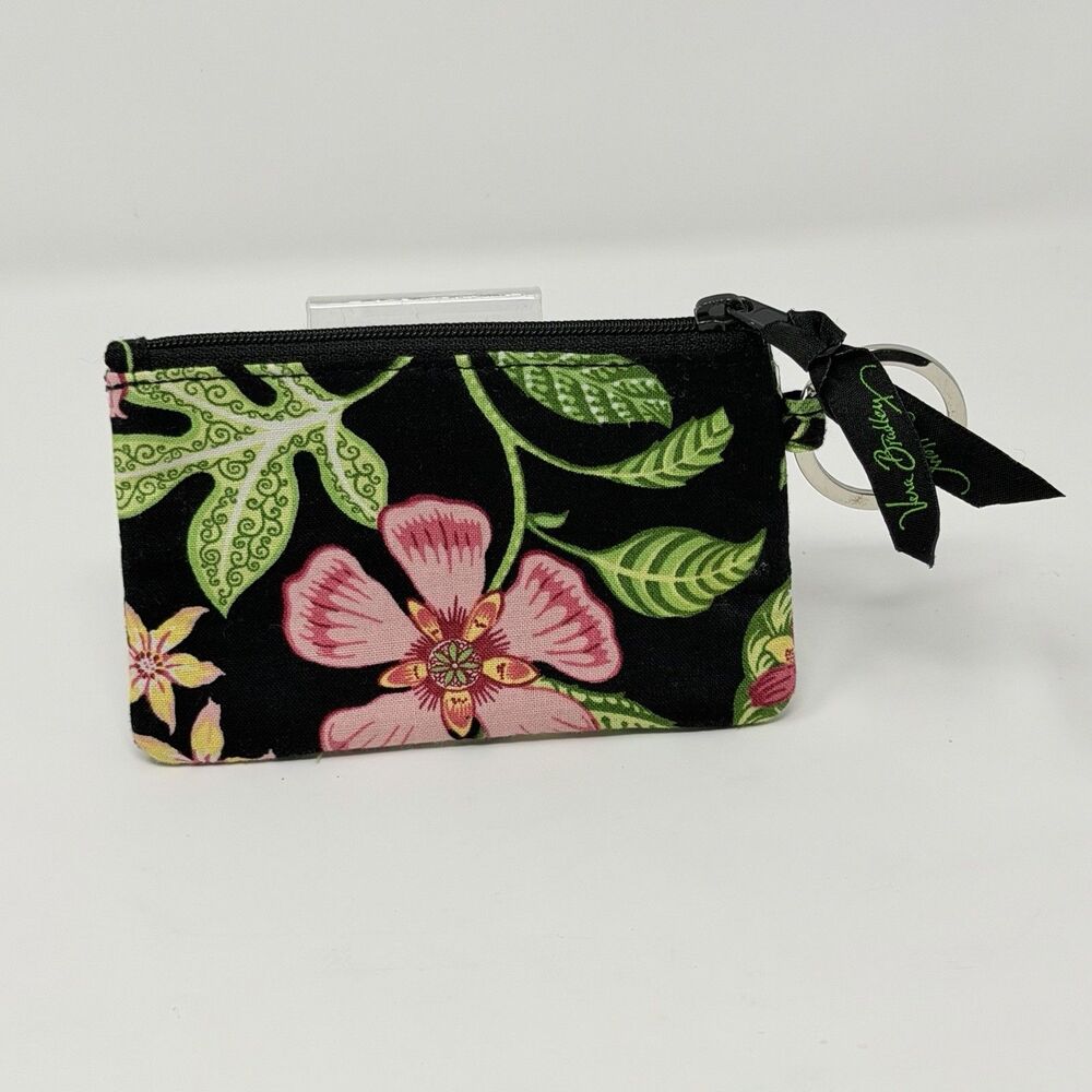 Vera Bradley Botanica Mini Zip ID Coin Purse Key Ring VTG Retired 2007